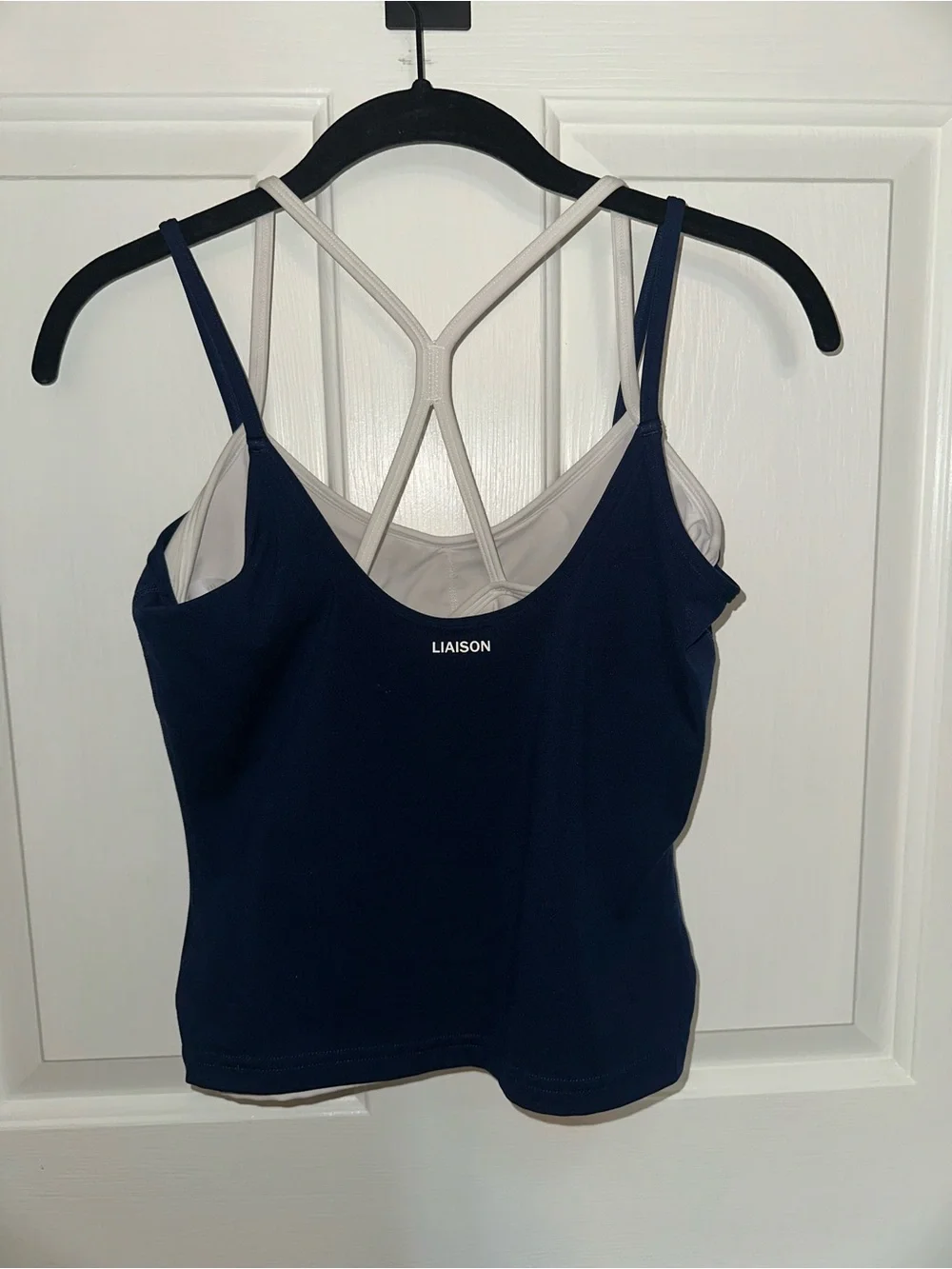 Navy & White Double Layer Sporty Tank Top - Picture 5 of 8